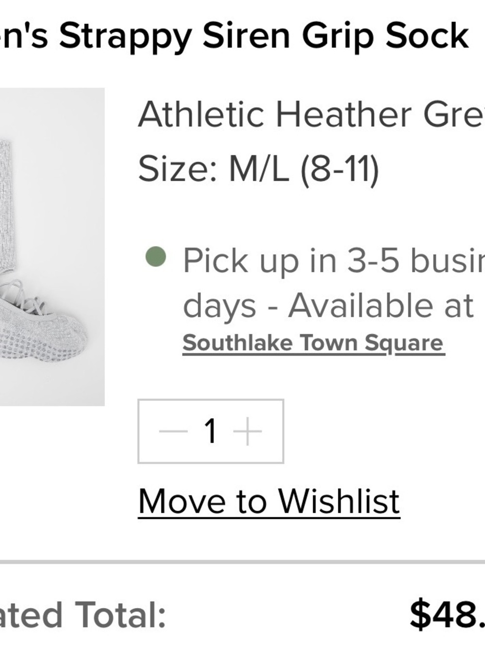 ALO Womens Strappy Grip Sock in Heather Light Gray NWT $48  in store - Picture 2 of 8